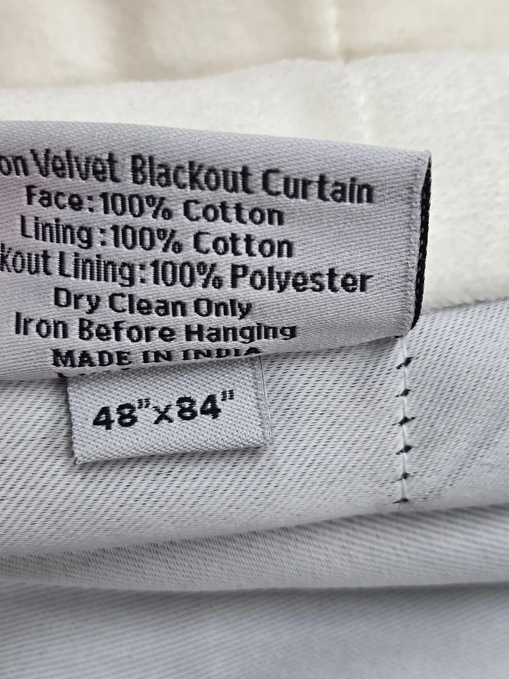 NWT QUINCE Set Of 2 48x84 Cotton Velvet True Blackout Curtains Ivory 9743
